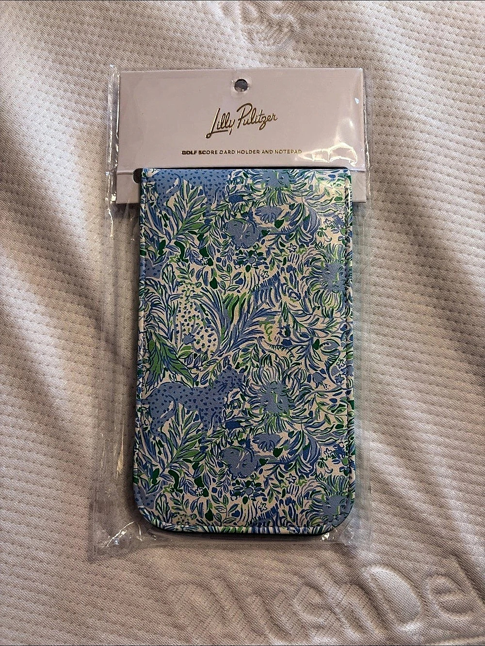 Lilly Pulitzer Golf Score Card Holder and Notepad Blue & Green